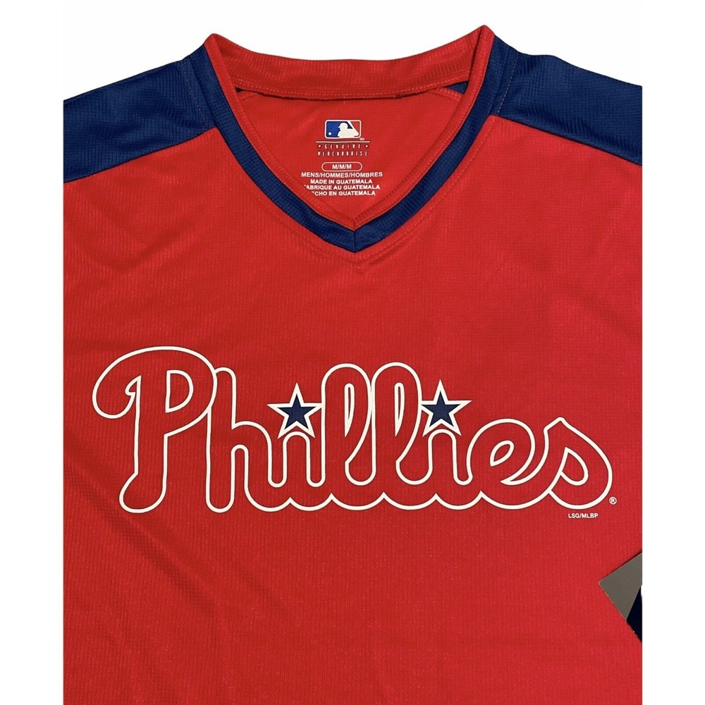 MLB Men's Philadelphia Phillies Red V-Neck Shirt Baseball Size Large
